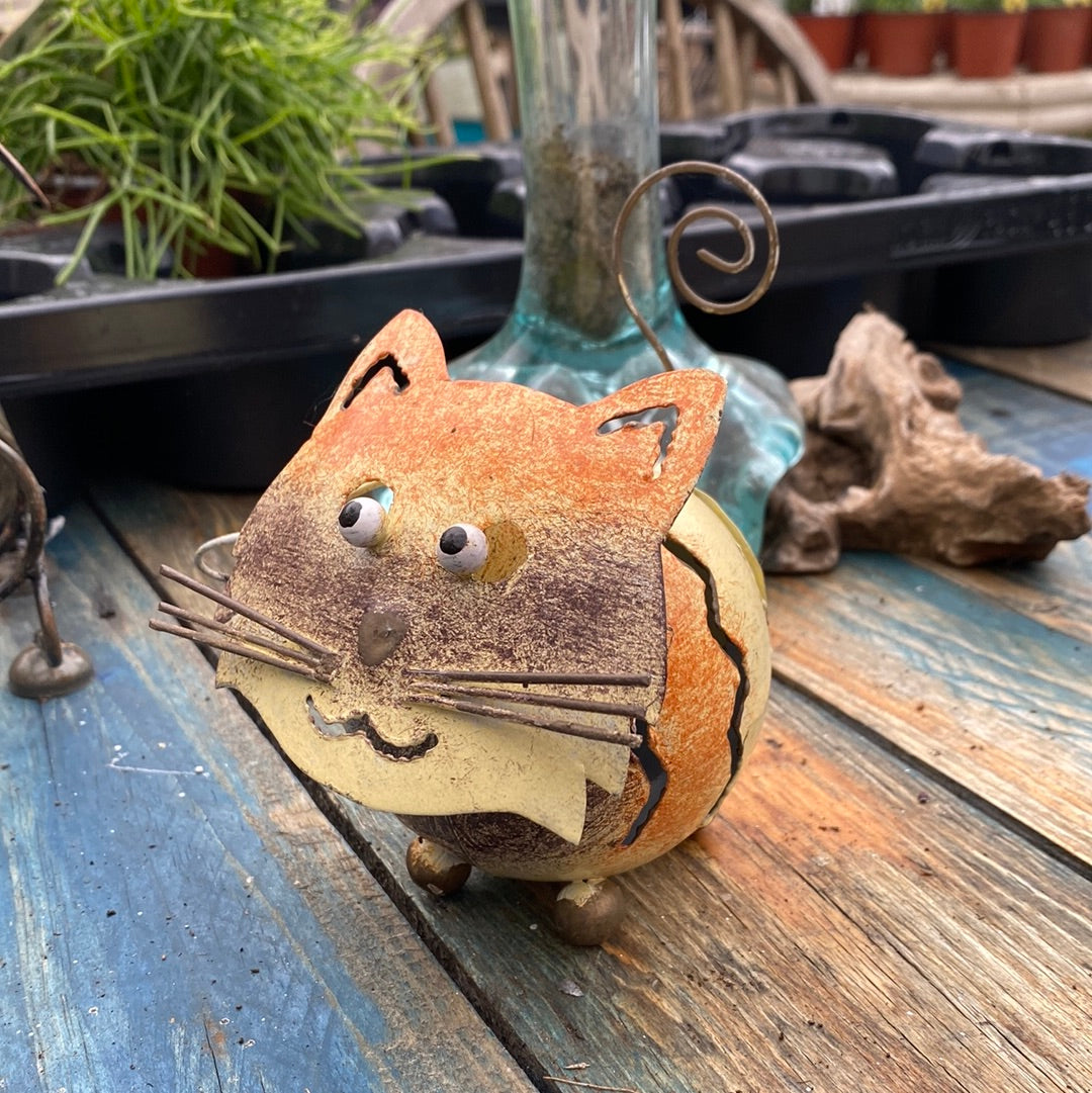 - Yellow cat tea light holder small